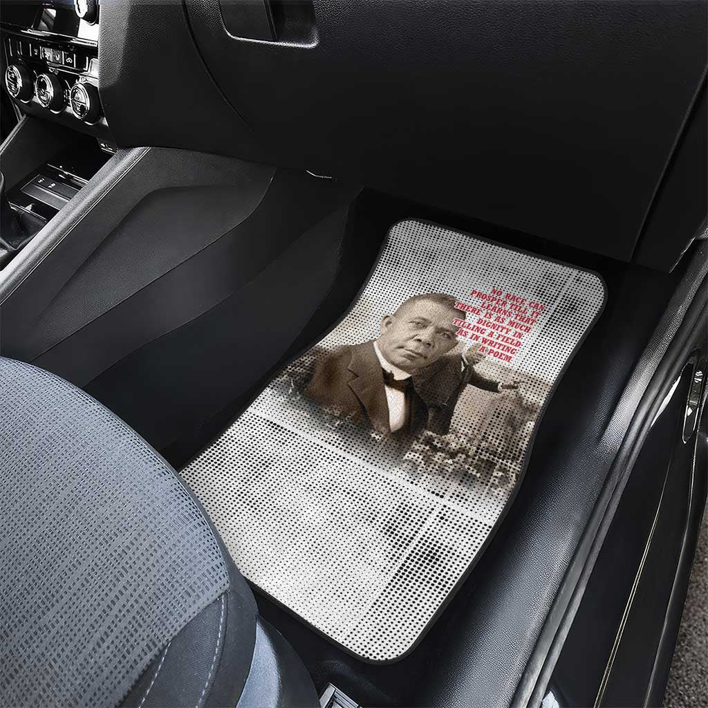 Booker T. Washington Car Mats Halftone Portrait Design Tilling a Field Quote Historical Civil Rights Tribute - African Pride