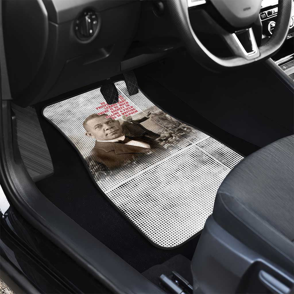 Booker T. Washington Car Mats Halftone Portrait Design Tilling a Field Quote Historical Civil Rights Tribute - African Pride