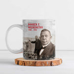 Booker T. Washington Ceramic Mug Halftone Portrait Design Tilling a Field Quote Historical Civil Rights Tribute - African Pride