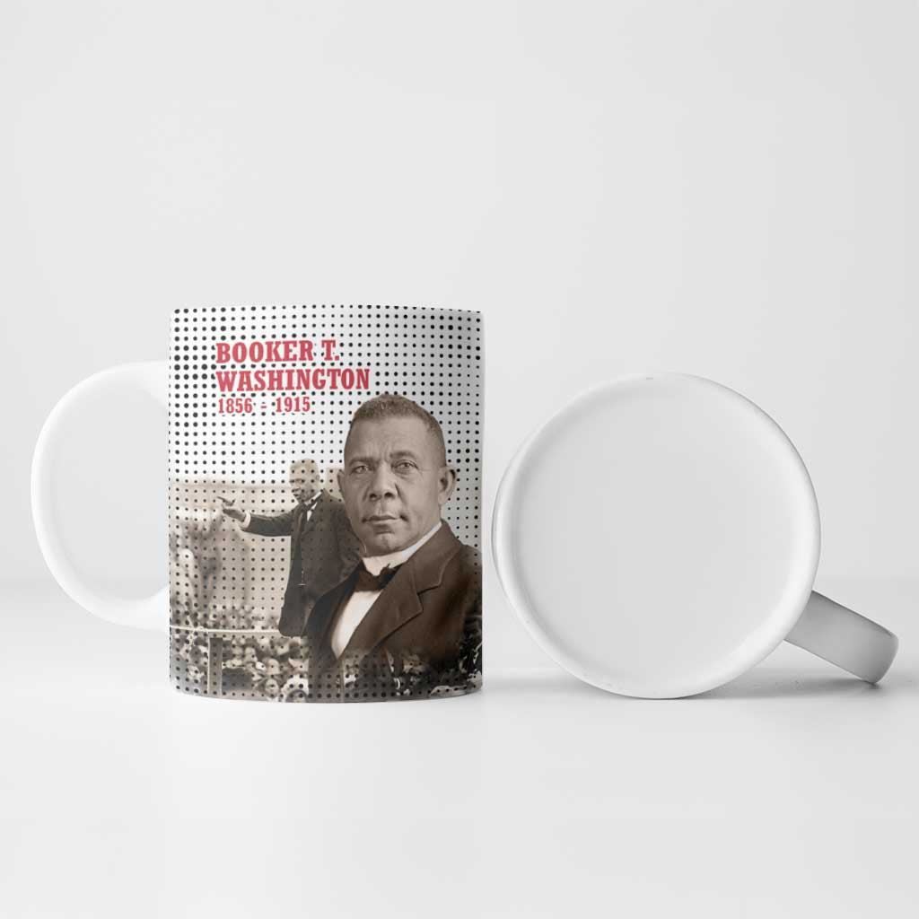 Booker T. Washington Ceramic Mug Halftone Portrait Design Tilling a Field Quote Historical Civil Rights Tribute - African Pride