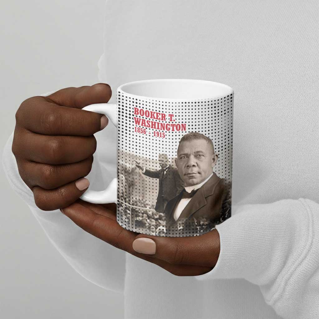 Booker T. Washington Ceramic Mug Halftone Portrait Design Tilling a Field Quote Historical Civil Rights Tribute - African Pride