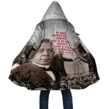 Booker T. Washington Cloak Halftone Portrait Design Tilling a Field Quote Historical Civil Rights Tribute - African Pride