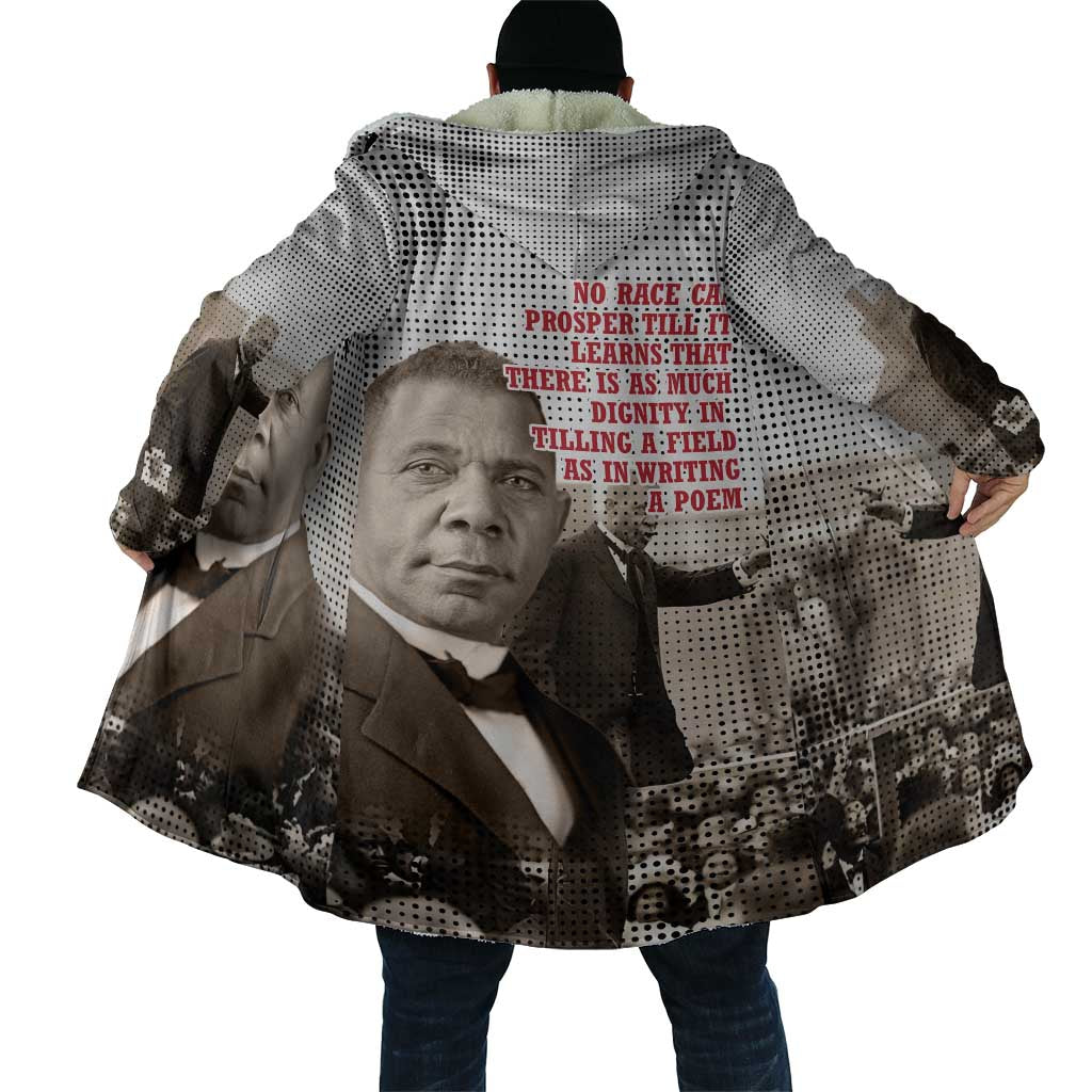Booker T. Washington Cloak Halftone Portrait Design Tilling a Field Quote Historical Civil Rights Tribute - African Pride
