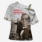 Booker T. Washington Cross Shoulder Shirt Halftone Portrait Design Tilling a Field Quote Historical Civil Rights Tribute - African Pride