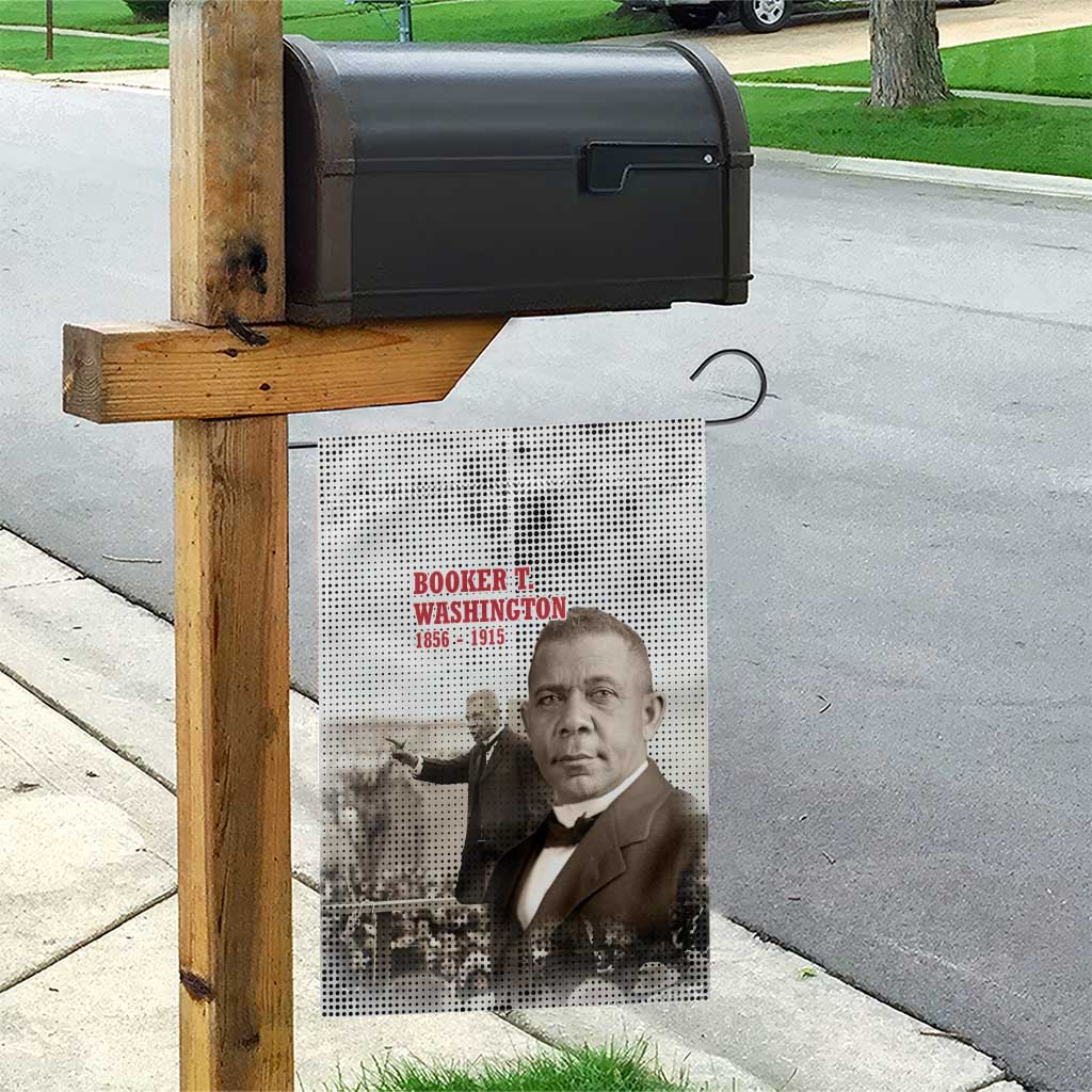 Booker T. Washington Garden Flag Halftone Portrait Design Tilling a Field Quote Historical Civil Rights Tribute - African Pride