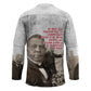 Booker T. Washington Hockey Jersey Halftone Portrait Design Tilling a Field Quote Historical Civil Rights Tribute - African Pride