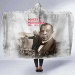 Booker T. Washington Hooded Blanket Halftone Portrait Design Tilling a Field Quote Historical Civil Rights Tribute - African Pride