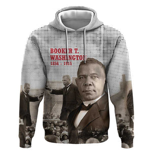 Booker T. Washington Hoodie Halftone Portrait Design Tilling a Field Quote Historical Civil Rights Tribute - African Pride