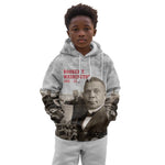 Booker T. Washington Kid Hoodie Halftone Portrait Design Tilling a Field Quote Historical Civil Rights Tribute - African Pride
