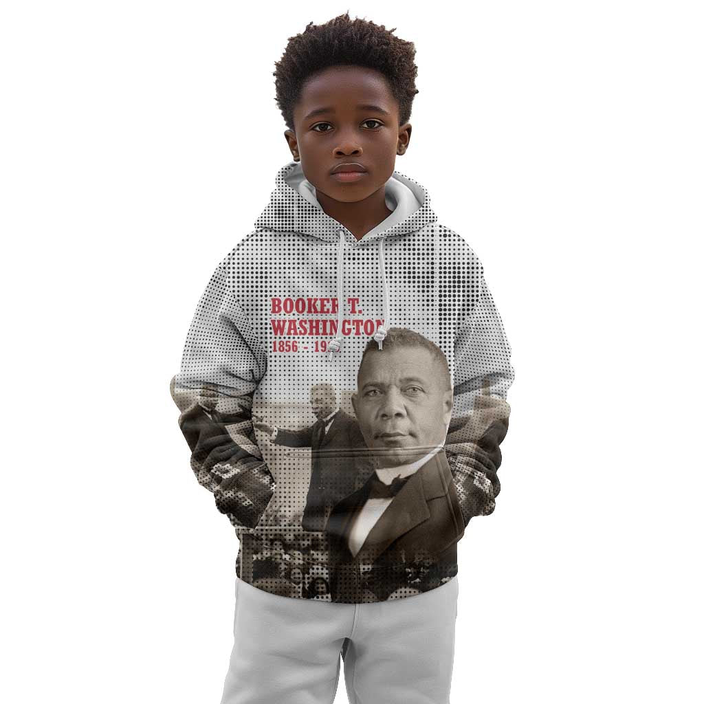 Booker T. Washington Kid Hoodie Halftone Portrait Design Tilling a Field Quote Historical Civil Rights Tribute - African Pride