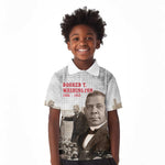 Booker T. Washington Kid Polo Shirt Halftone Portrait Design Tilling a Field Quote Historical Civil Rights Tribute TS04