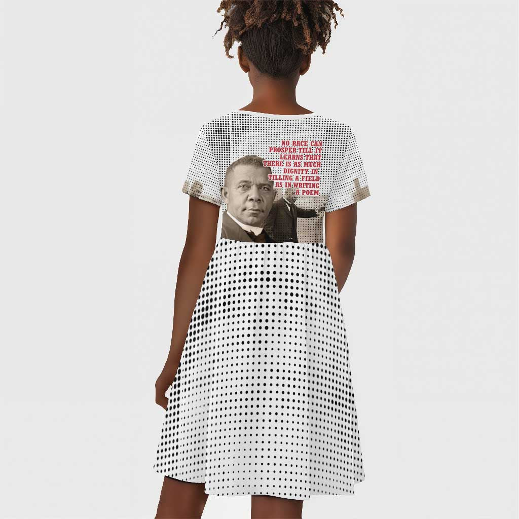 Booker T. Washington Kid Short Sleeve Dress Halftone Portrait Design Tilling a Field Quote Historical Civil Rights Tribute TS04