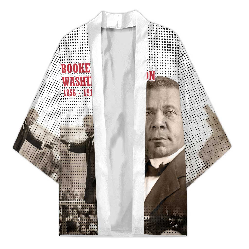 Booker T. Washington Kimono Halftone Portrait Design Tilling a Field Quote Historical Civil Rights Tribute - African Pride