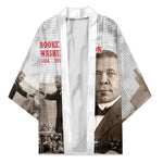 Booker T. Washington Kimono Halftone Portrait Design Tilling a Field Quote Historical Civil Rights Tribute - African Pride