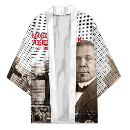 Booker T. Washington Kimono Halftone Portrait Design Tilling a Field Quote Historical Civil Rights Tribute - African Pride