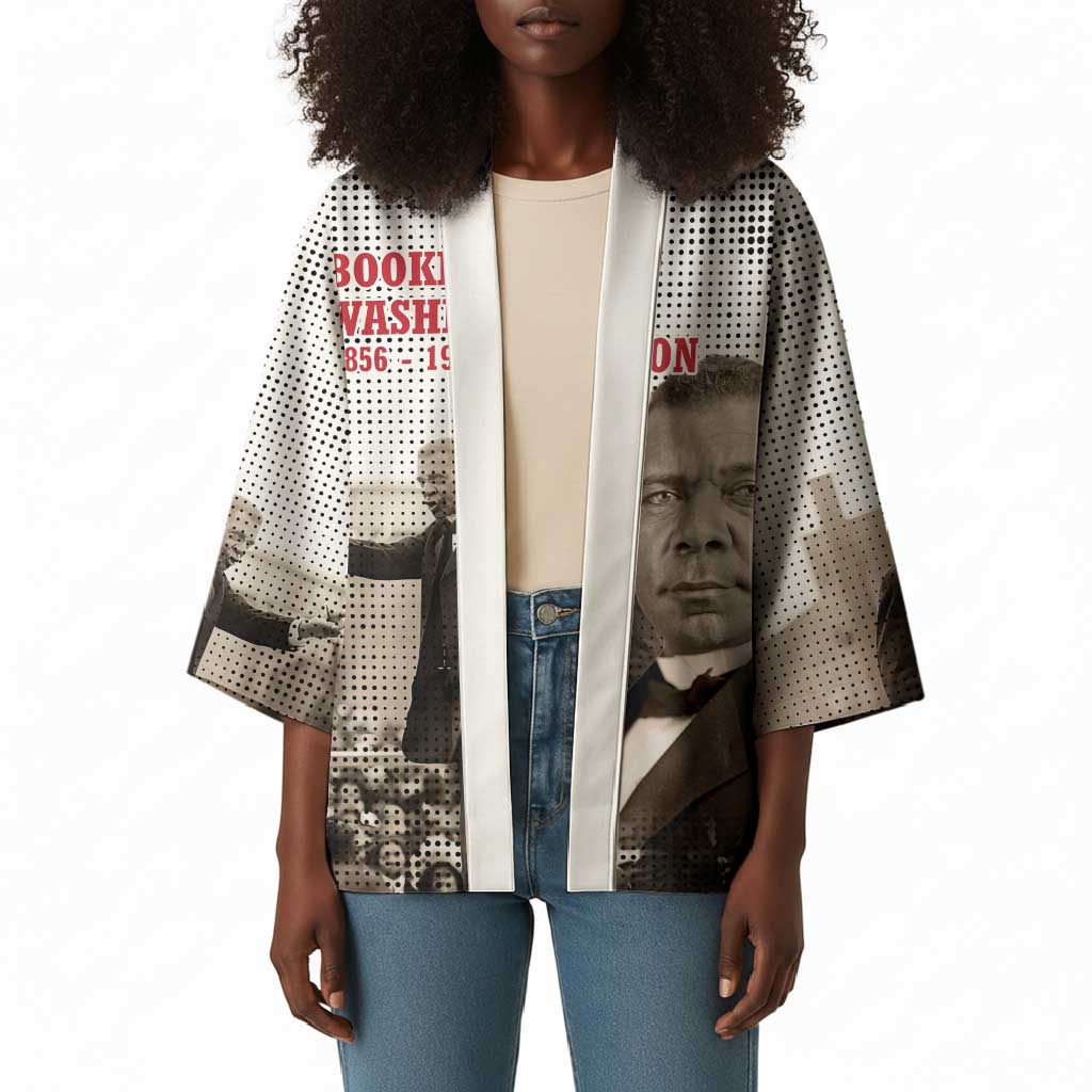 Booker T. Washington Kimono Halftone Portrait Design Tilling a Field Quote Historical Civil Rights Tribute - African Pride