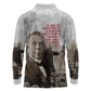 Booker T. Washington Long Sleeve Polo Shirt Halftone Portrait Design Tilling a Field Quote Historical Civil Rights Tribute - African Pride