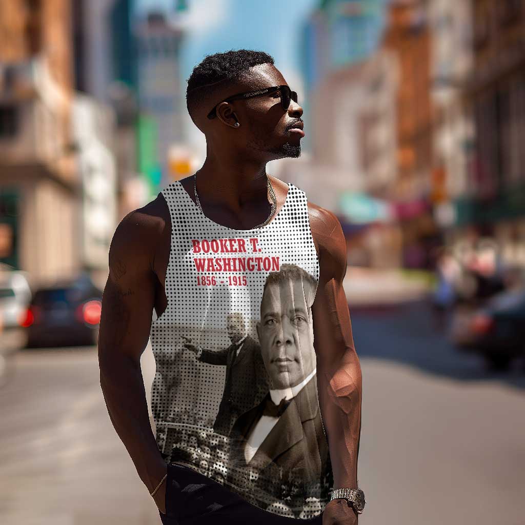 Booker T. Washington Men Tank Top Halftone Portrait Design Tilling a Field Quote Historical Civil Rights Tribute - African Pride