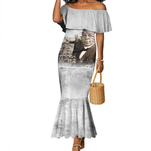 Booker T. Washington Mermaid Dress Halftone Portrait Design Tilling a Field Quote Historical Civil Rights Tribute - African Pride