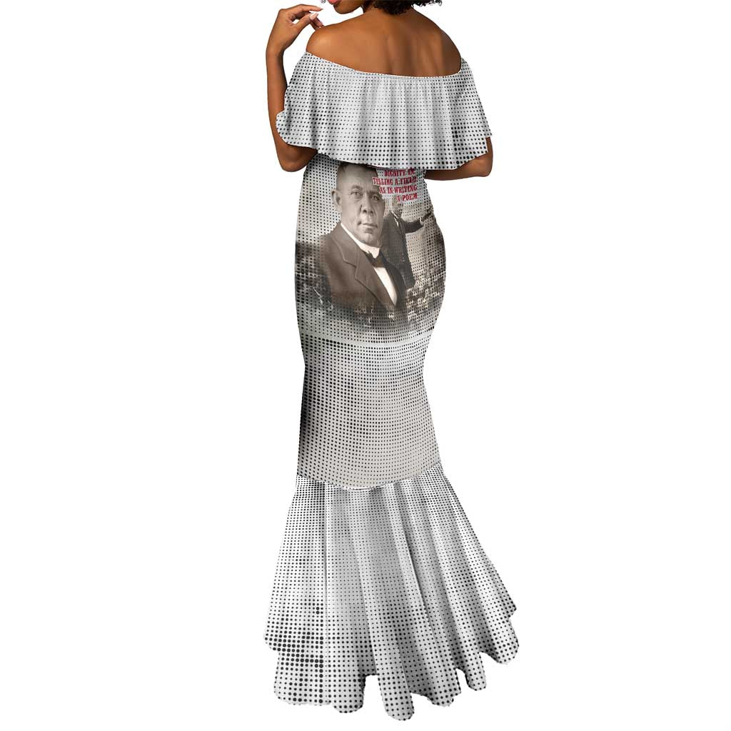 Booker T. Washington Mermaid Dress Halftone Portrait Design Tilling a Field Quote Historical Civil Rights Tribute - African Pride