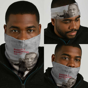Booker T. Washington Neck Gaiter Halftone Portrait Design Tilling a Field Quote Historical Civil Rights Tribute - African Pride