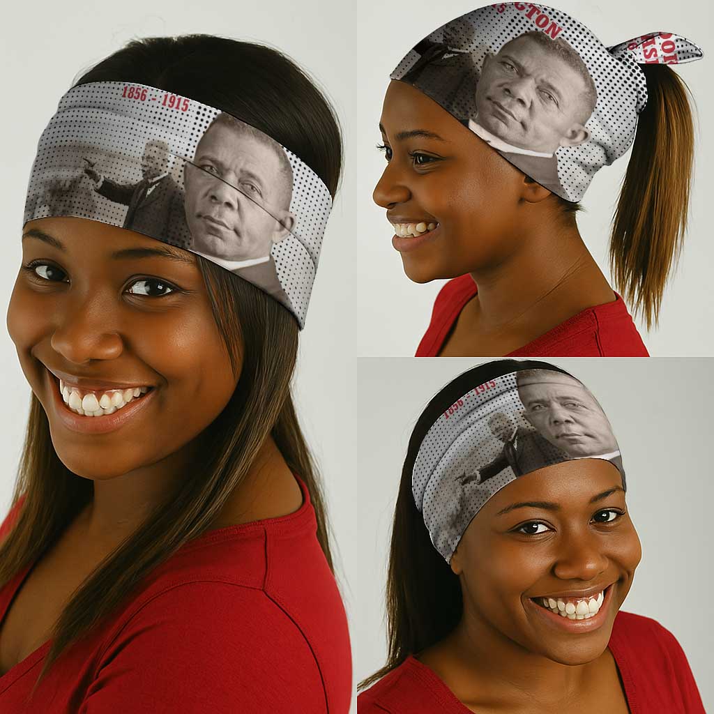 Booker T. Washington Neck Gaiter Halftone Portrait Design Tilling a Field Quote Historical Civil Rights Tribute - African Pride