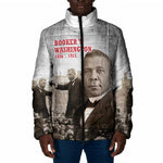 Booker T. Washington Padded Jacket Halftone Portrait Design Tilling a Field Quote Historical Civil Rights Tribute - African Pride