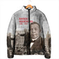 Booker T. Washington Padded Jacket Halftone Portrait Design Tilling a Field Quote Historical Civil Rights Tribute - African Pride