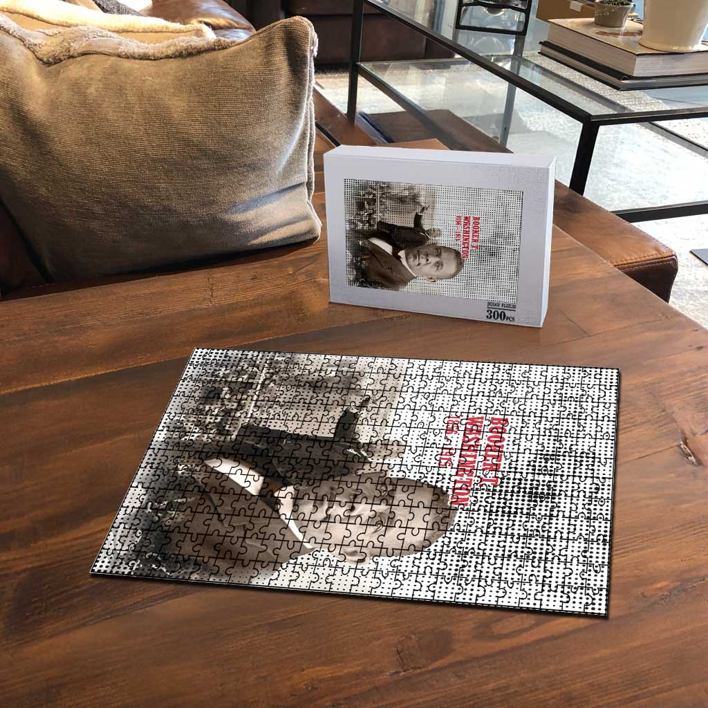 Booker T. Washington Puzzle Halftone Portrait Design Tilling a Field Quote Historical Civil Rights Tribute - African Pride