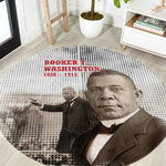 Booker T. Washington Round Carpet Halftone Portrait Design Tilling a Field Quote Historical Civil Rights Tribute - African Pride