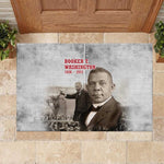 Booker T. Washington Rubber Doormat Halftone Portrait Design Tilling a Field Quote Historical Civil Rights Tribute - African Pride