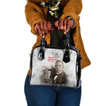 Booker T. Washington Shoulder Handbag Halftone Portrait Design Tilling a Field Quote Historical Civil Rights Tribute - African Pride