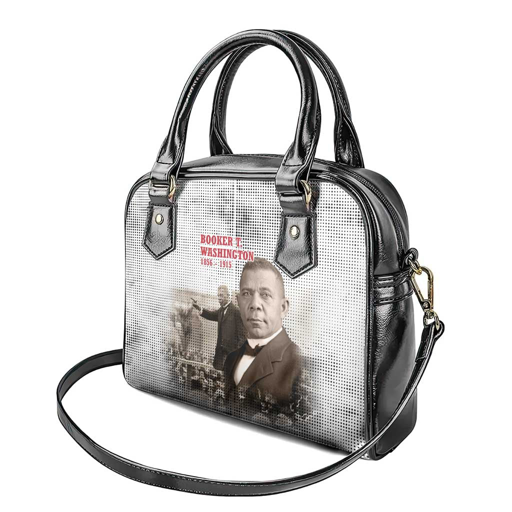 Booker T. Washington Shoulder Handbag Halftone Portrait Design Tilling a Field Quote Historical Civil Rights Tribute - African Pride