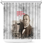 Booker T. Washington Shower Curtain Halftone Portrait Design Tilling a Field Quote Historical Civil Rights Tribute - African Pride
