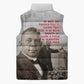 Booker T. Washington Sleeveless Puffer Jacket Halftone Portrait Design Tilling a Field Quote Historical Civil Rights Tribute - African Pride