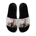Booker T. Washington Slide Sandals Halftone Portrait Design Tilling a Field Quote Historical Civil Rights Tribute - African Pride