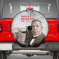 Booker T. Washington Spare Tire Cover Halftone Portrait Design Tilling a Field Quote Historical Civil Rights Tribute - African Pride