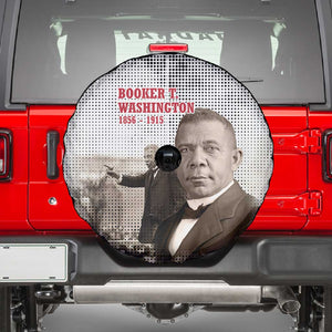 Booker T. Washington Spare Tire Cover Halftone Portrait Design Tilling a Field Quote Historical Civil Rights Tribute - African Pride