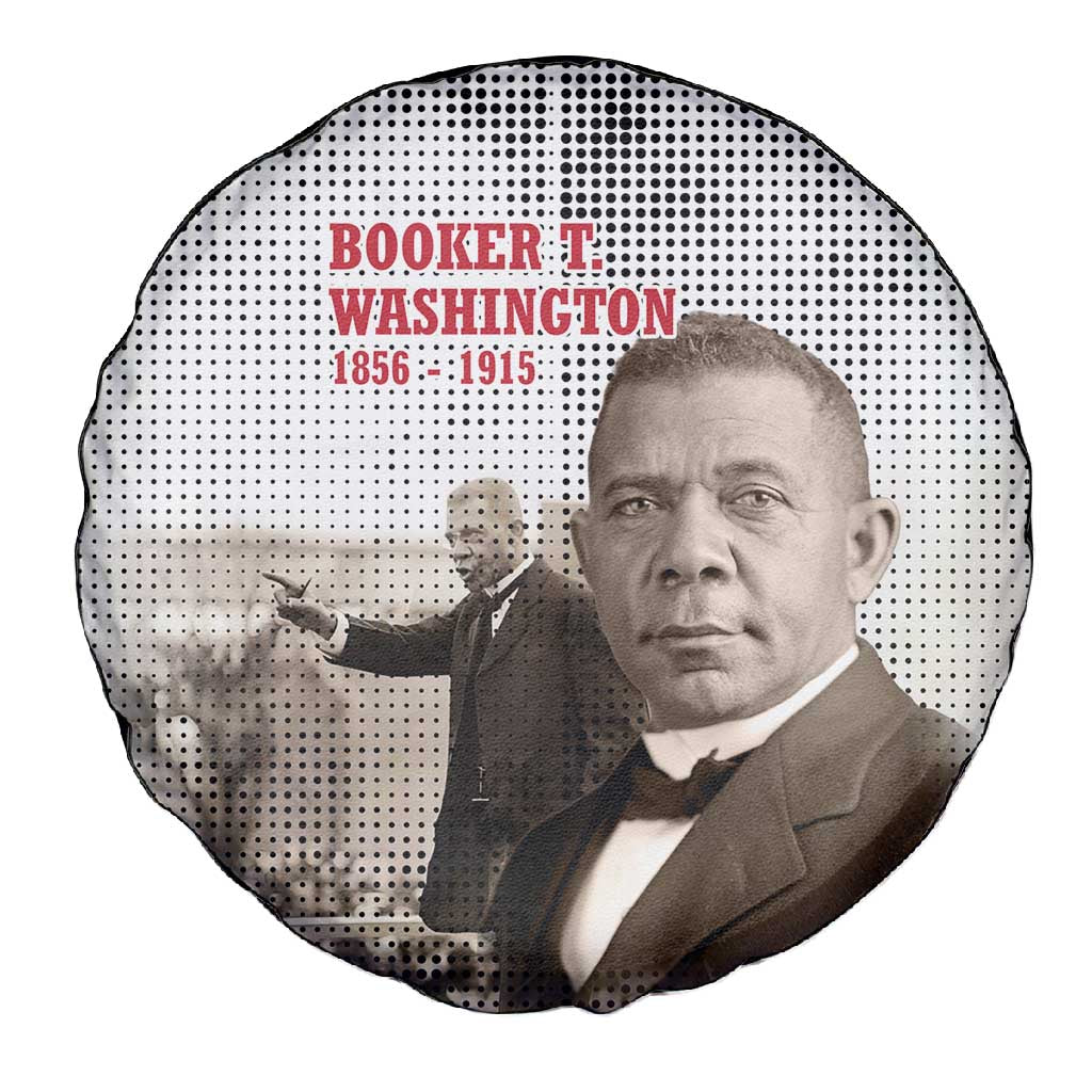 Booker T. Washington Spare Tire Cover Halftone Portrait Design Tilling a Field Quote Historical Civil Rights Tribute - African Pride
