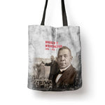 Booker T. Washington Tote Bag Halftone Portrait Design Tilling a Field Quote Historical Civil Rights Tribute - African Pride