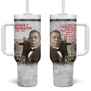 Booker T. Washington Tumbler With Handle Halftone Portrait Design Tilling a Field Quote Historical Civil Rights Tribute - African Pride