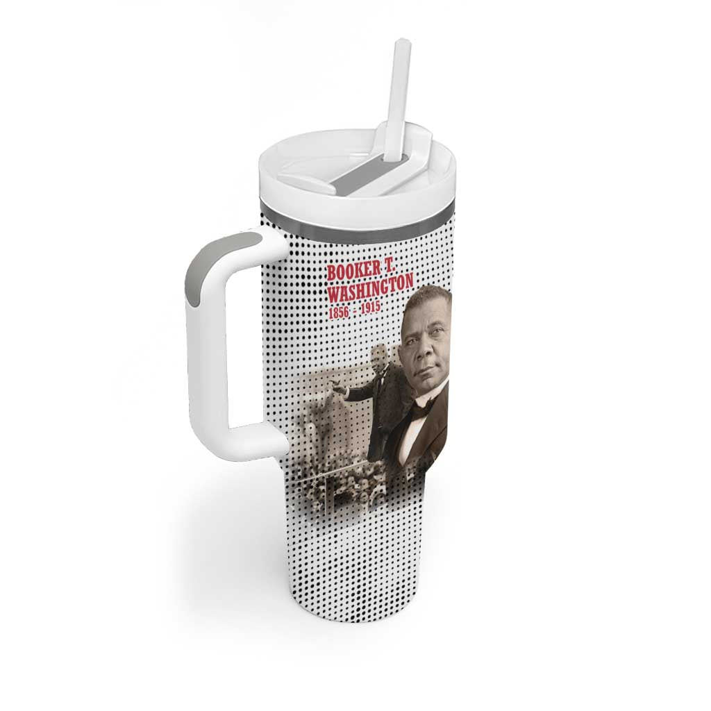 Booker T. Washington Tumbler With Handle Halftone Portrait Design Tilling a Field Quote Historical Civil Rights Tribute - African Pride