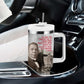 Booker T. Washington Tumbler With Handle Halftone Portrait Design Tilling a Field Quote Historical Civil Rights Tribute - African Pride