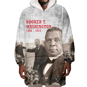 Booker T. Washington Wearable Blanket Hoodie Halftone Portrait Design Tilling a Field Quote Historical Civil Rights Tribute - African Pride