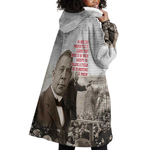Booker T. Washington Wearable Blanket Hoodie Halftone Portrait Design Tilling a Field Quote Historical Civil Rights Tribute - African Pride