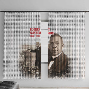 Booker T. Washington Window Curtain Halftone Portrait Design Tilling a Field Quote Historical Civil Rights Tribute - African Pride