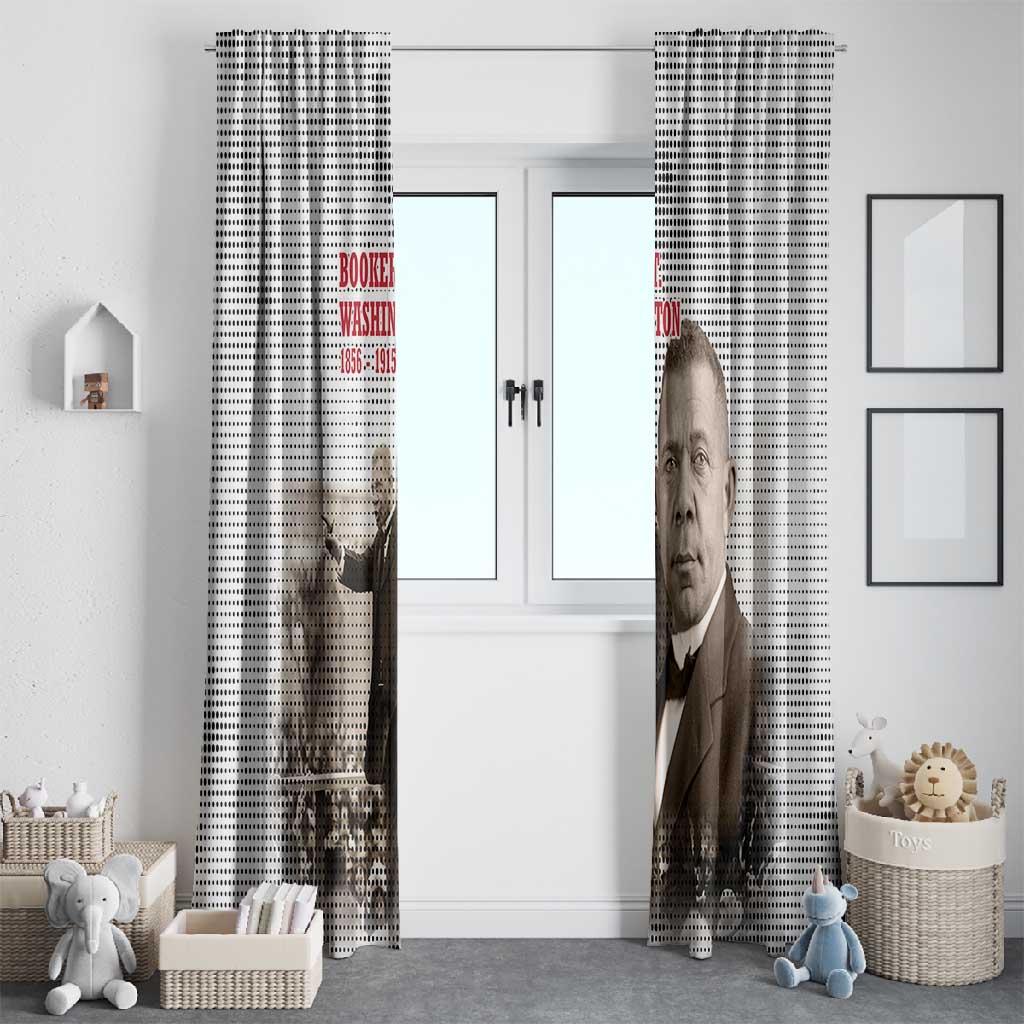 Booker T. Washington Window Curtain Halftone Portrait Design Tilling a Field Quote Historical Civil Rights Tribute - African Pride