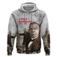 Booker T. Washington Zip Hoodie Halftone Portrait Design Tilling a Field Quote Historical Civil Rights Tribute - African Pride