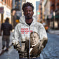 Booker T. Washington Zip Hoodie Halftone Portrait Design Tilling a Field Quote Historical Civil Rights Tribute - African Pride