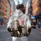 Booker T. Washington Zip Hoodie Halftone Portrait Design Tilling a Field Quote Historical Civil Rights Tribute - African Pride